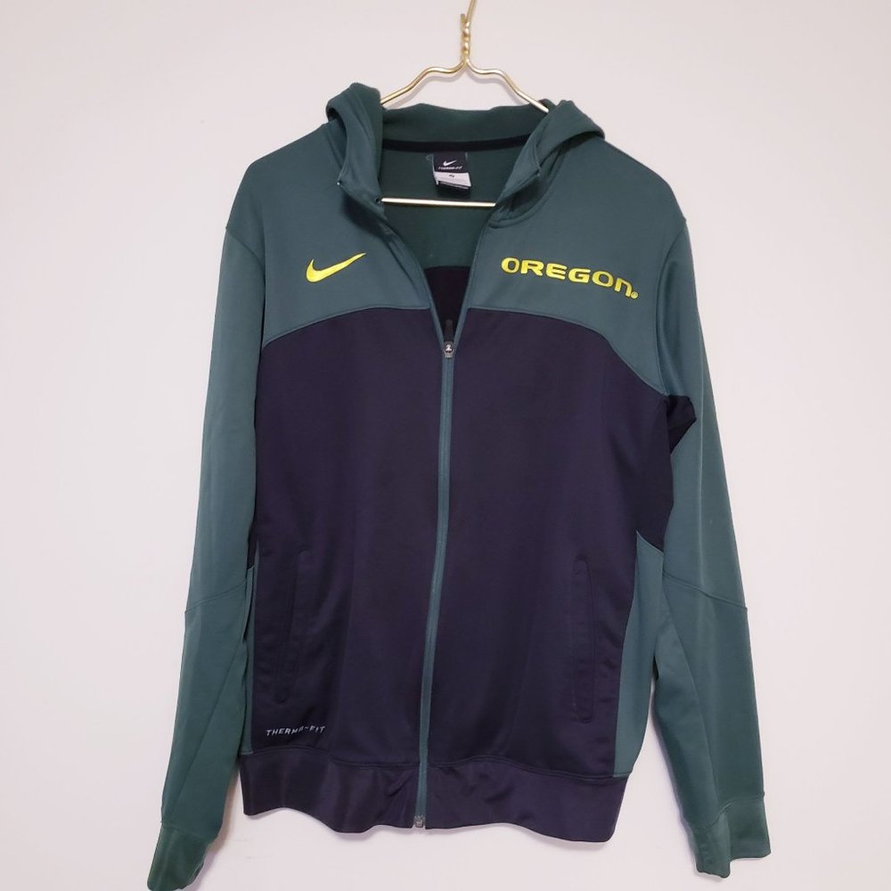 Nike Therma-Fit Green Black Oregon Zip Up Hoodie Men's Size Medium